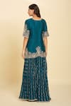 Shop Samyukta Singhania Blue Cotton, Chiffon Embroidery, Sequins Split Floral Kurta Set With Dupatta at Aza Fashions Shop_Samyukta Singhania_Blue Cotton, Chiffon Embroidery, Sequins Split Floral Kurta Set With Dupatta _at_Aza_Fashions