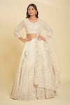 Azeera_Ivory Embroidered Dori Leaf Peacock Motif Lehenga Set _Online_at_Aza_Fashions
