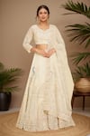 Buy_Azeera_Ivory Embroidered Dori Leaf Peacock Motif Lehenga Set _at_Aza_Fashions