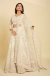 Azeera_Ivory Embroidered Dori Leaf Peacock Motif Lehenga Set _at_Aza_Fashions
