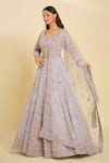 Azeera_Purple Chiffon, Silk, Net Sequins, Beads Lavender Embroidered Lehenga Set_Online_at_Aza_Fashions