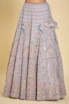 Azeera_Purple Chiffon, Silk, Net Sequins, Beads Lavender Embroidered Lehenga Set_at_Aza_Fashions