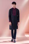 Buy_Aariyana Couture_Black Embroidered Ethnic Placket Kurta _at_Aza_Fashions