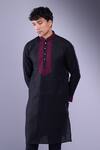 Shop_Aariyana Couture_Black Embroidered Ethnic Placket Kurta 