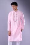 Shop_Aariyana Couture_Pink Embroidered Floral Vine Kurta And Pant Set _Online_at_Aza_Fashions