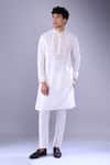 Buy_Aariyana Couture_Ivory Cotton Embroidery Thread Work Kurta Set _Online_at_Aza_Fashions