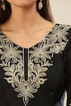 Samyukta Singhania_Black Cotton, Chiffon Zari, Sequins, Embroidery, Floral Kurta Sharara Set _Online_at_Aza_Fashions