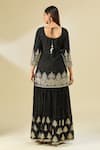 Shop_Samyukta Singhania_Black Cotton, Chiffon Zari, Sequins, Embroidery, Floral Kurta Sharara Set _at_Aza_Fashions