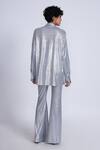 Shop_Advait_White Kota Doria Foil Printed Knit Flared Trouser _at_Aza_Fashions