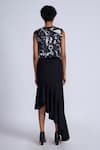 Shop_Advait_Black Gabardine Round Neck Abstract Print Crop Top _at_Aza_Fashions