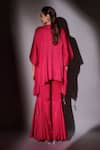 Shop_Ajiesh Oberoi_Pink Satin, Chiffon Sequins, Beads, Mirrors, Embroidered Kaftan And Sharara Set _at_Aza_Fashions