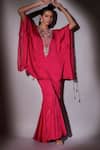 Shop_Ajiesh Oberoi_Pink Satin, Chiffon Sequins, Beads, Mirrors, Embroidered Kaftan And Sharara Set _Online_at_Aza_Fashions