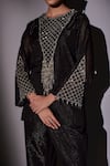 Buy_Ajiesh Oberoi_Black Lurex Crystals, Sequins, Beads Round Neck Embroidered Kurta And Pant Set _Online_at_Aza_Fashions