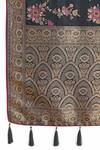 Samyukta Singhania_Black Viscose, Silk Embroidery, Tassels Floral Woven Saree And Sleeveless Blouse_at_Aza_Fashions