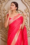 Shop_Samyukta Singhania_Red Pashmina Embroidery Asymmetric Designer Paithani Silk Woven Saree Set_Online_at_Aza_Fashions