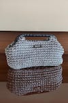 Buy_BIJIT_Black Snake Skin Handbag With Knotted Texture _at_Aza_Fashions