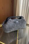 Shop_BIJIT_Black Snake Skin Handbag With Knotted Texture _at_Aza_Fashions