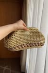 Buy_BIJIT_Gold Knotted Weave Textured Clutch _at_Aza_Fashions