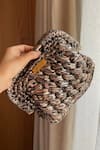 Shop_BIJIT_Black Braided Textured Clutch _at_Aza_Fashions