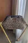 Buy_BIJIT_Black Interknot Weave Textured Clutch _at_Aza_Fashions