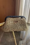 Shop_BIJIT_Black Gold And Knotted Texture Clutch _at_Aza_Fashions