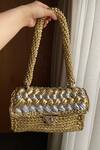 Shop_BIJIT_Gold Braided Texture Handbag _at_Aza_Fashions