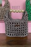Buy_BIJIT_Silver Pearl Handle Interknot Weave Handbag _at_Aza_Fashions