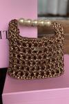 Buy_BIJIT_Brown Interknot Weave Handbag With Pearl Handle _at_Aza_Fashions