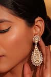 Shop_Zevar By Geeta_Gold Plated Diamonds, Stones Kundan Dangler Earrings _Online_at_Aza_Fashions