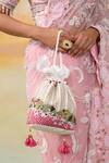 Buy_SHASHA GABA_Ivory Diamonds, Sequins, Beads Embroidered Potli Bag With Strap _at_Aza_Fashions