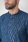 Buy_Aham-Vayam_Blue Cotton Embroidered Thread Barfi Kurta Set _Online_at_Aza_Fashions