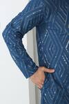 Aham-Vayam_Blue Cotton Embroidered Thread Barfi Kurta Set _at_Aza_Fashions