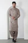 Buy_Aham-Vayam_Gray Cotton Embroidery, Mirrors Grey Kurta Patiala Set _Online_at_Aza_Fashions