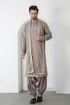 Buy_Aham-Vayam_Gray Cotton Embroidery, Mirrors Grey Kurta Patiala Set _at_Aza_Fashions