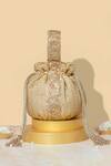 Shop_Amyra_Gold Sequins, Zari Embroidered Potli Bag _Online_at_Aza_Fashions