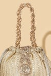 Amyra_Gold Sequins, Embroidery Bucket Potli Bag _at_Aza_Fashions