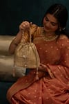 Buy_Amyra_Gold Sequins, Embroidery Bucket Potli Bag _at_Aza_Fashions