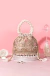 Buy Amyra Gray Embroidery, Pearls, Crystals Floral Organza Brocade Potli Bag at Aza Fashions Buy_Amyra_Gray Embroidery, Pearls, Crystals Floral Organza Brocade Potli Bag _at_Aza_Fashions