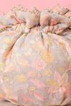Buy_Amyra_Peach Pearls, Embroidery Floral Round Potli Bag _Online