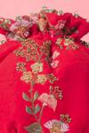 Amyra_Red Embroidery, Beads Round Potli Bag _Online_at_Aza_Fashions