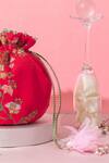 Shop_Amyra_Red Embroidery, Beads Round Potli Bag _Online_at_Aza_Fashions