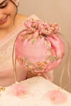 Buy_Amyra_Peach Embroidery, Beads Thread And Potli Bag_at_Aza_Fashions