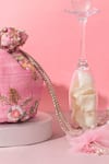 Amyra_Peach Embroidery, Beads Thread And Potli Bag_at_Aza_Fashions