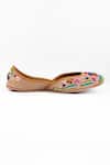 Azora_Beige Bead Gardenia Embroidered Juttis _Online_at_Aza_Fashions