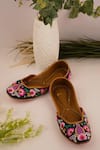 Buy_Azora_Blue Cutdana Bloom Embroidered Juttis _at_Aza_Fashions