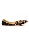 Azora_Black Mukaish Bloom Velvet Juttis _Online_at_Aza_Fashions