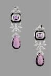 Buy_Nayaab By Sonia_Silver Plated Stones Amethyst Cascade Drop Earrings _at_Aza_Fashions
