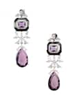 Shop_Nayaab By Sonia_Silver Plated Stones Amethyst Cascade Drop Earrings _at_Aza_Fashions