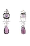 Buy_Nayaab By Sonia_Silver Plated Stones Amethyst Cascade Drop Earrings _Online_at_Aza_Fashions