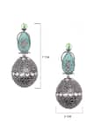 Buy_Nayaab By Sonia_Silver Plated Stones Aqua And Polki Drop Earrings _Online_at_Aza_Fashions